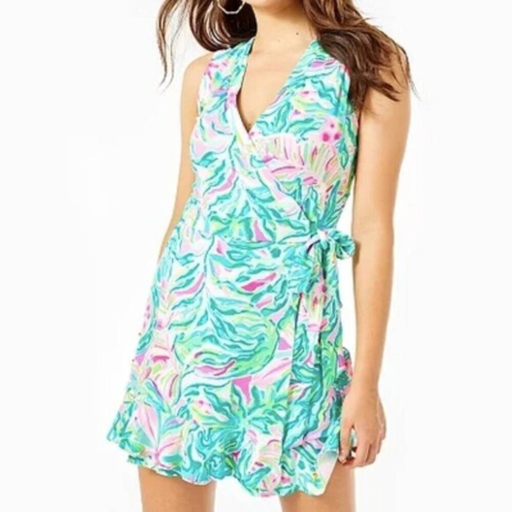Lilly Pulitzer Rilla Wrap Romper In One in a Melon sz S